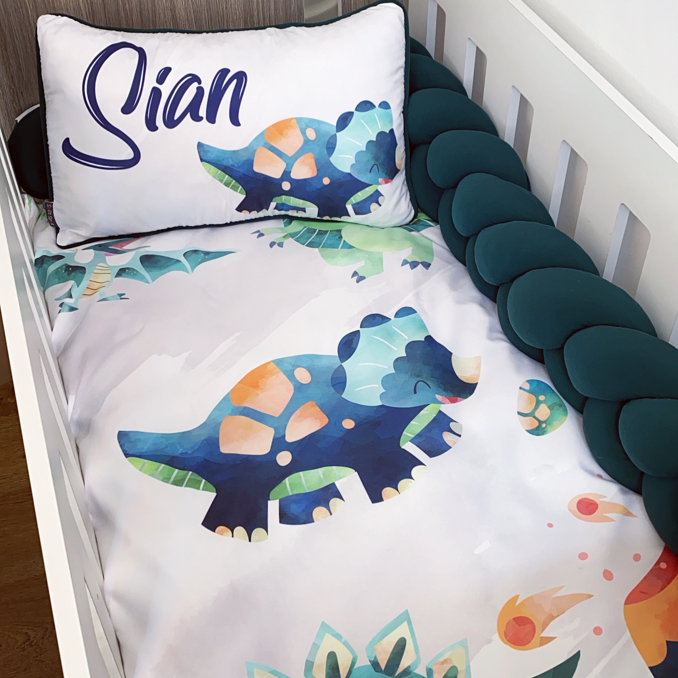 Cot Bedding - Blue Dinosaur Set 06 baby boy nursery linen set South Africa