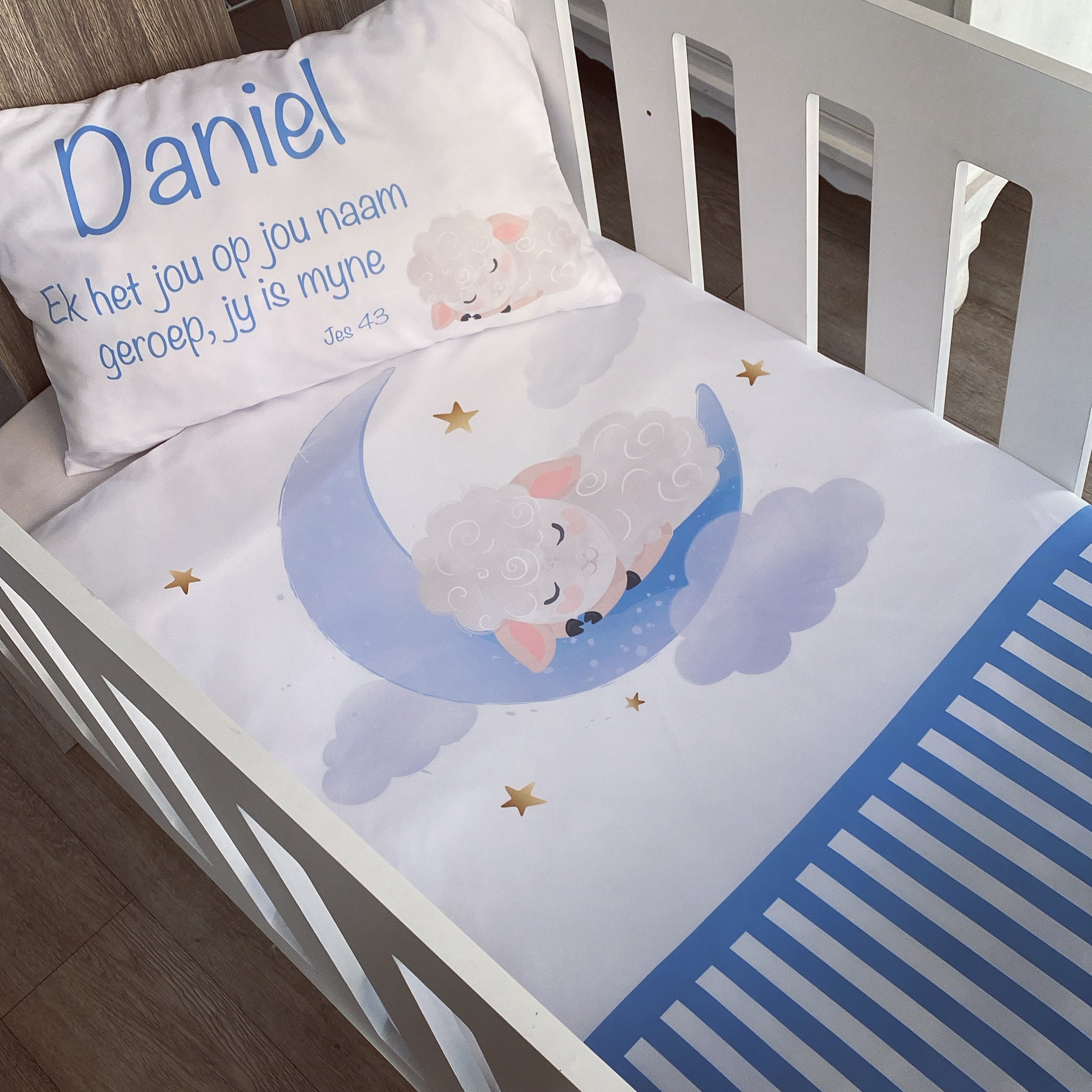 Cot Bedding - Blue Sheep Set 01 baby boy nursery linen set South Africa
