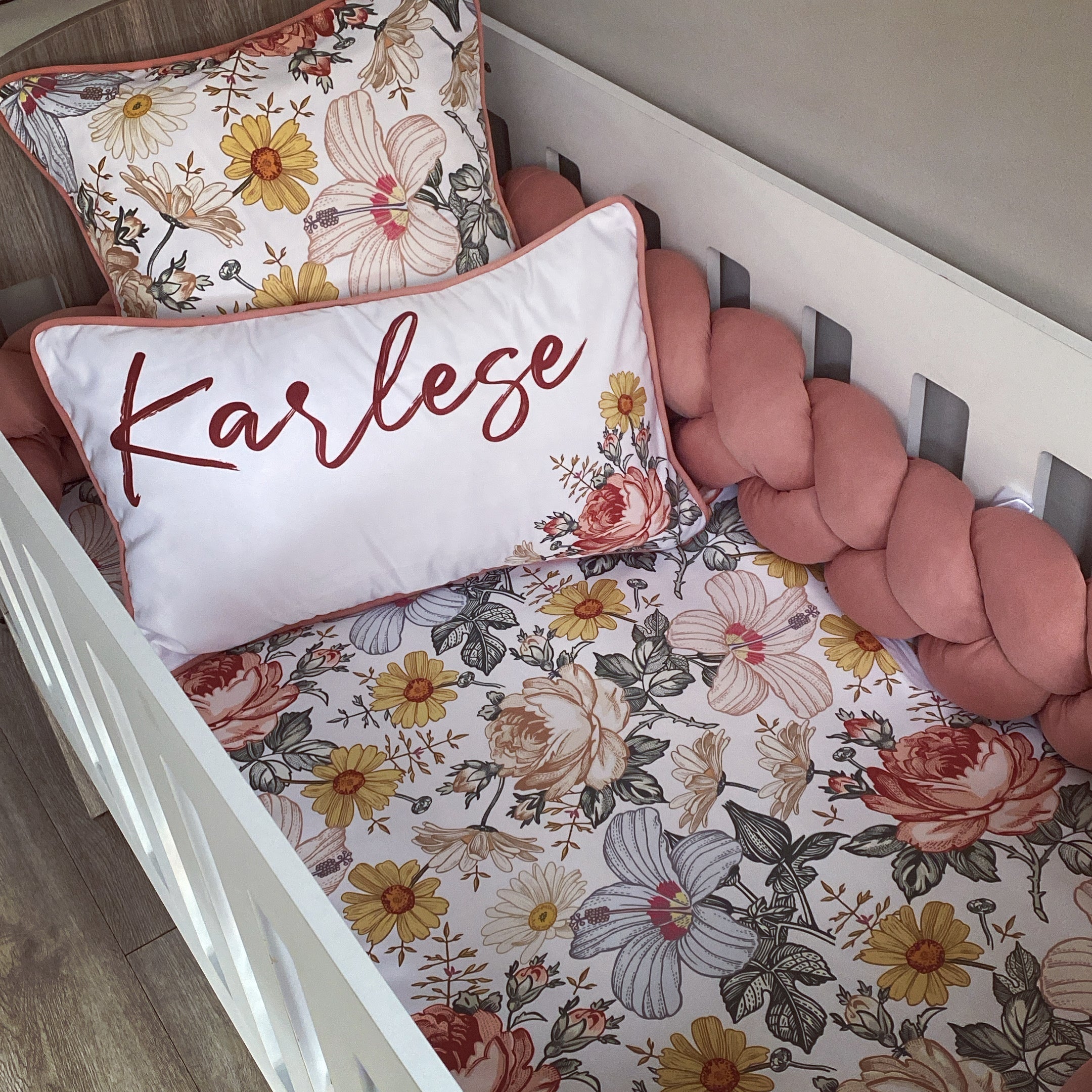 Cot Bedding - Boho Floral Set 03