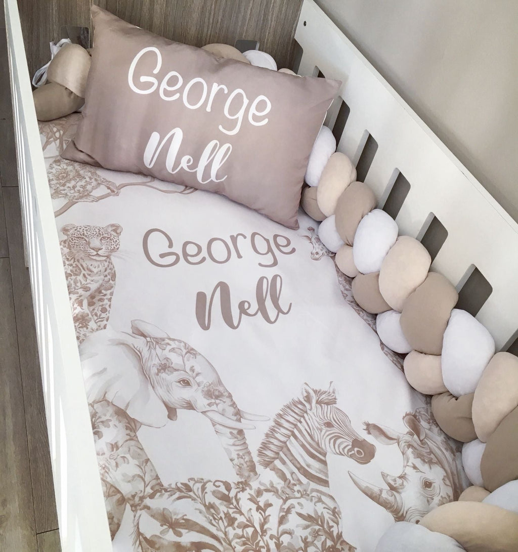 Cot Bedding - Stone Safari Set 05 baby neutral nursery linen set South Africa