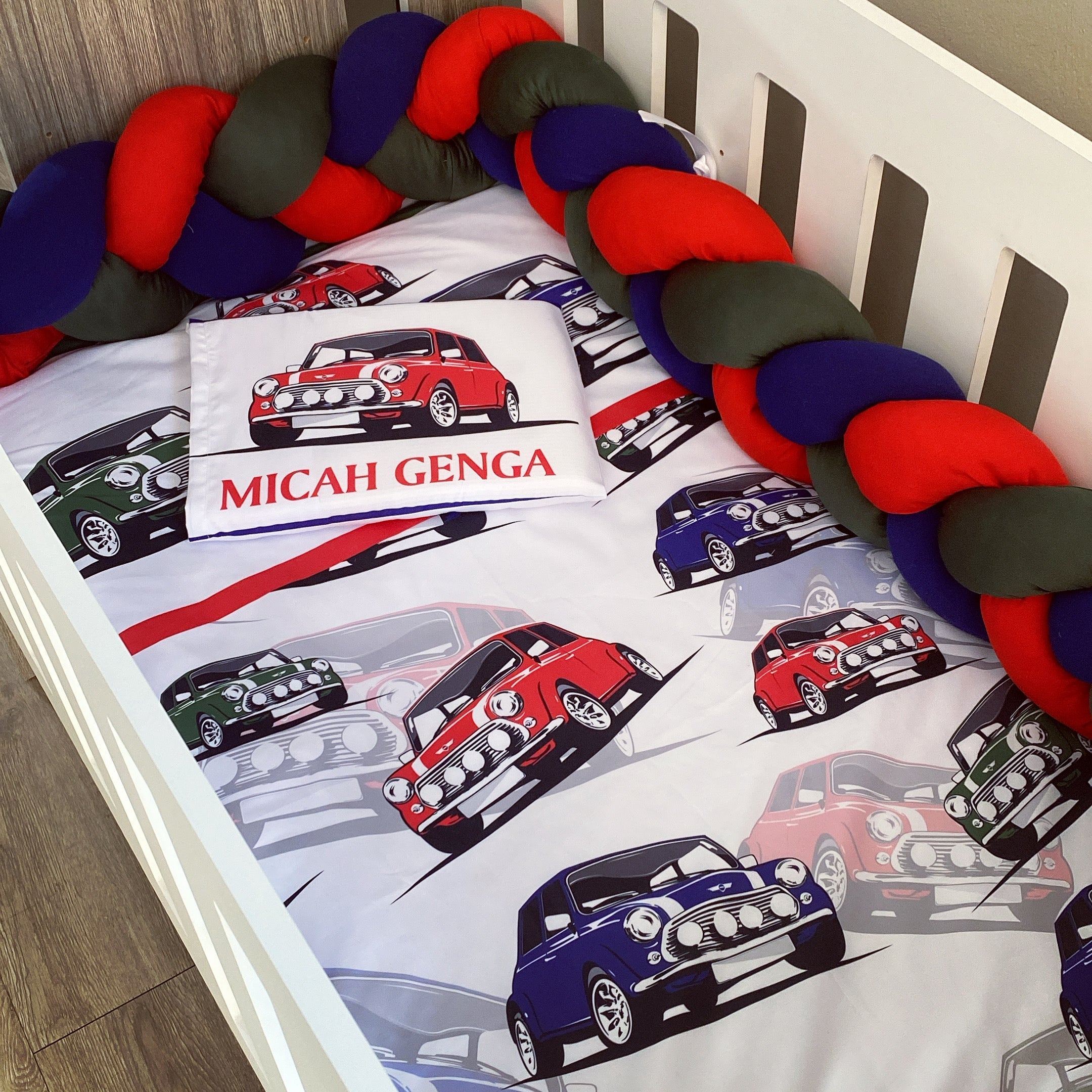 Cot Bedding - Mini Cooper Set 01 baby boy nursery linen set South Africa