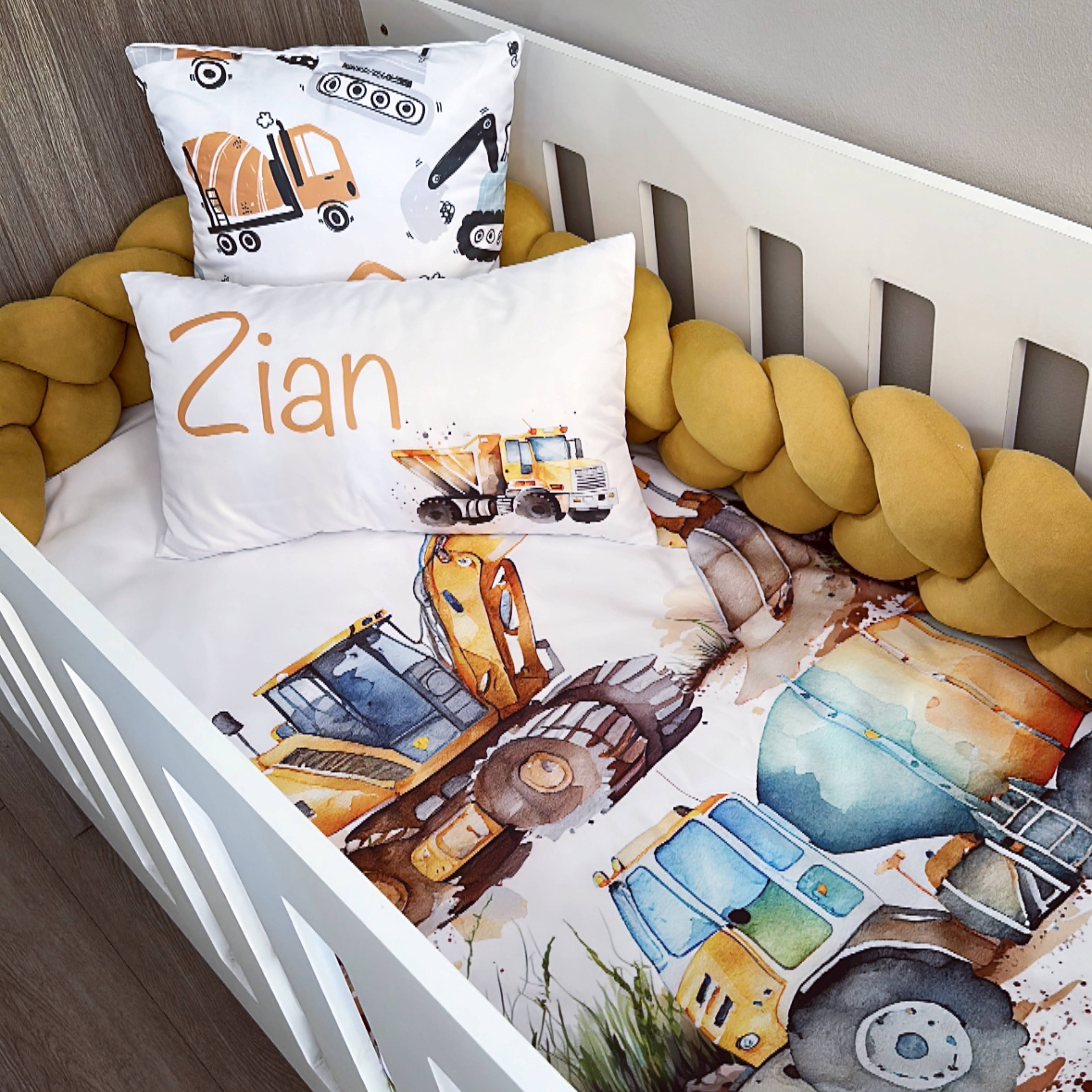 Cot Bedding - Mustard Construction Set 02 baby boy nursery linen set South Africa
