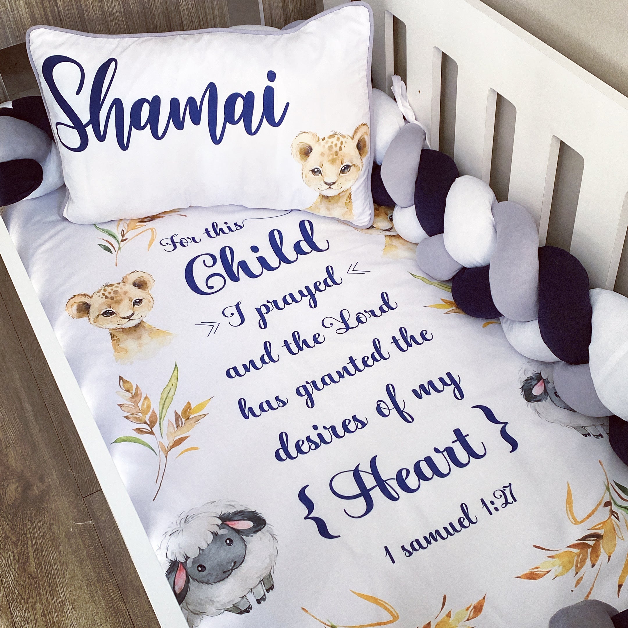 Cot Bedding - Navy Safari Set 05 baby boy nursery linen set South Africa