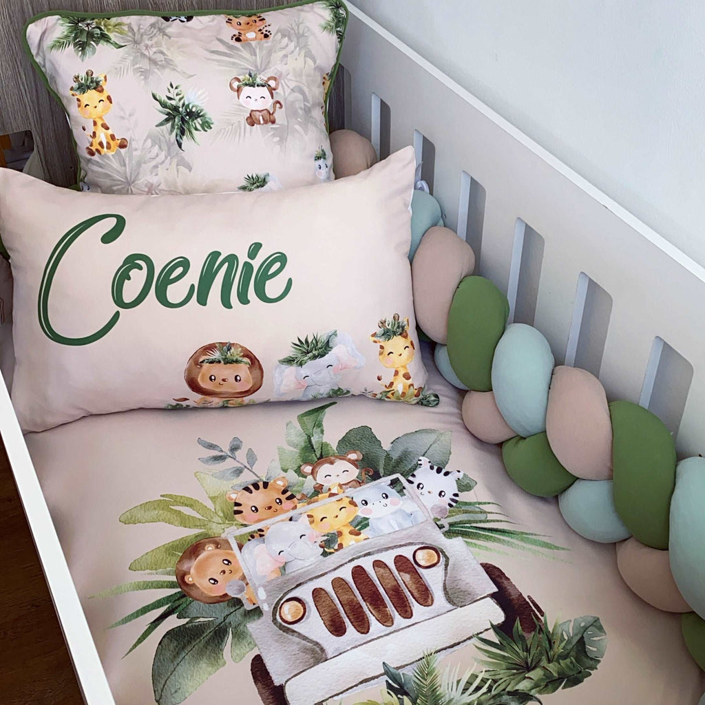 Cot Bedding - Green Safari Set 07 baby boy nursery linen set South Africa