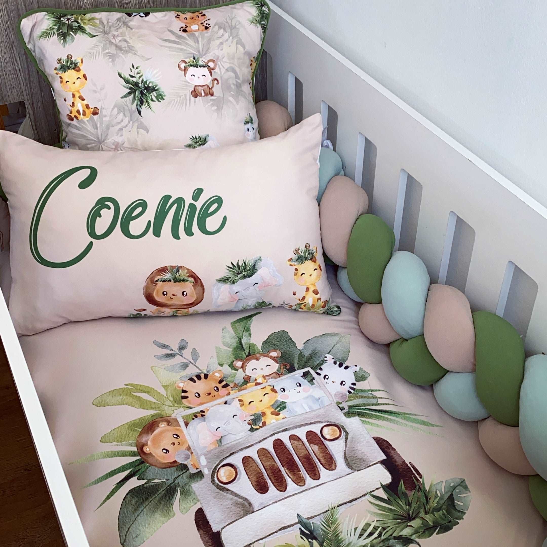 Cot Bedding - Green Safari Set 07 baby boy nursery linen set South Africa