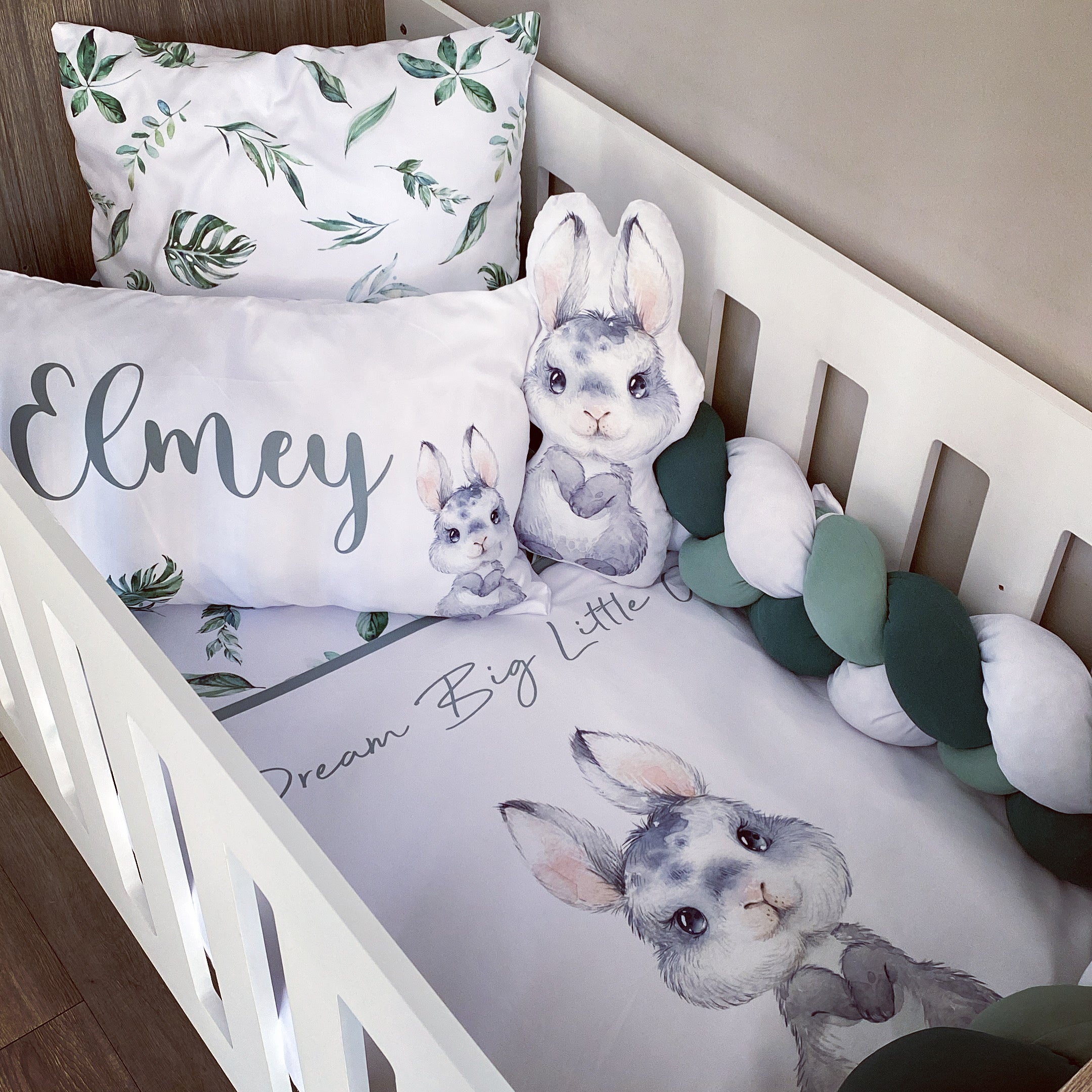 Cot Bedding - Bunny Leaf Set 02 baby neutral nursery linen set South Africa