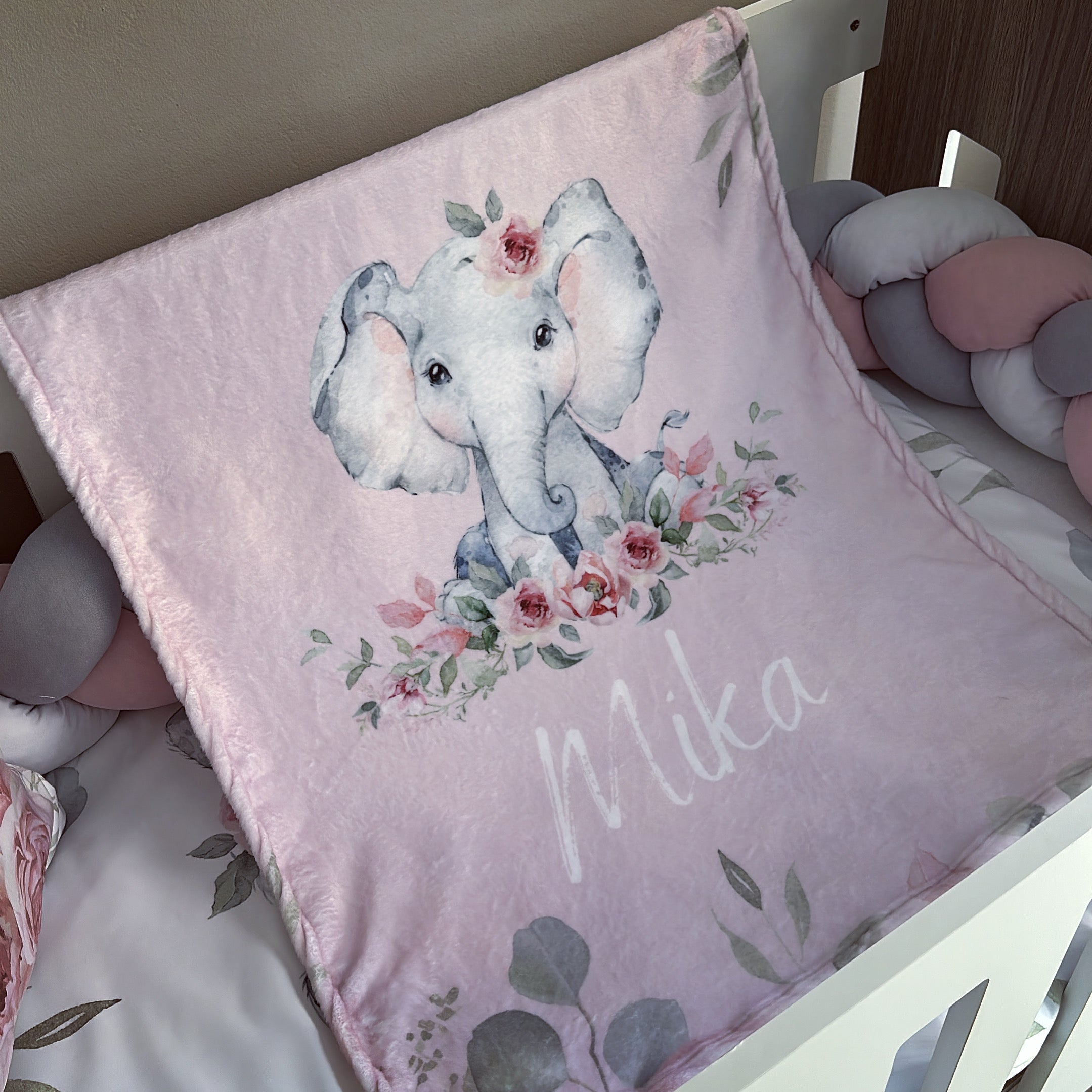 Cot Bedding - Pink Elephant Set 17