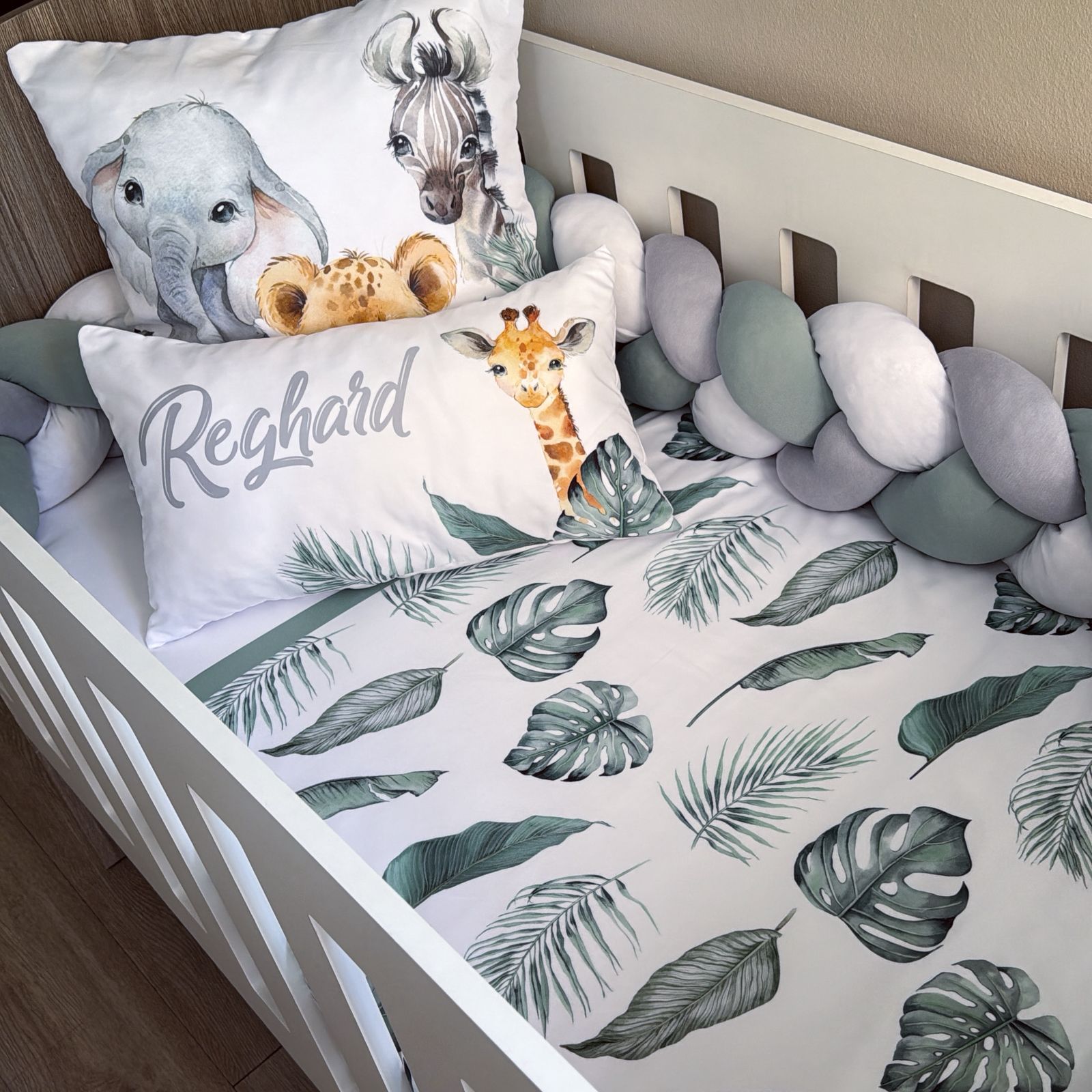 Cot Bedding - Leaves Safari Set 01 baby neutral nursery linen set South Africa