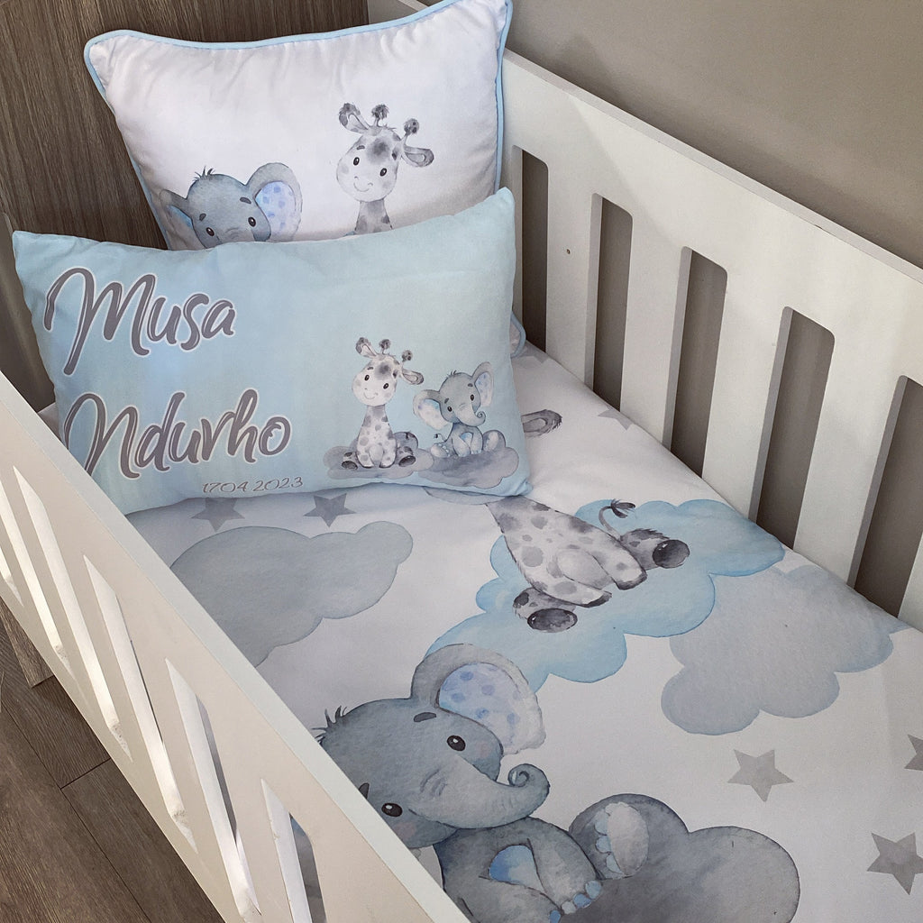 Cot Bedding - Blue Safari Set 04 baby boy nursery linen set South Africa