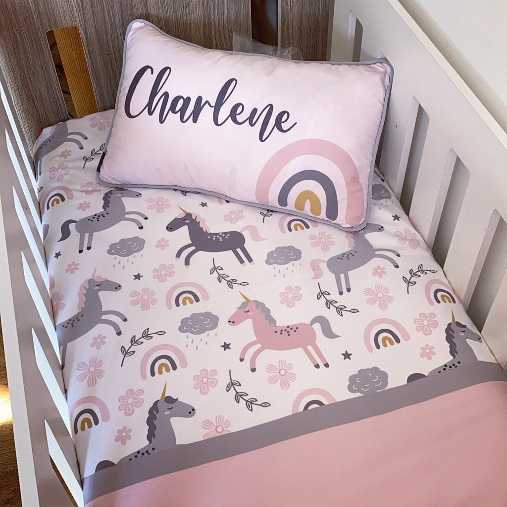 Cot Bedding - Pink Unicorn Set 10