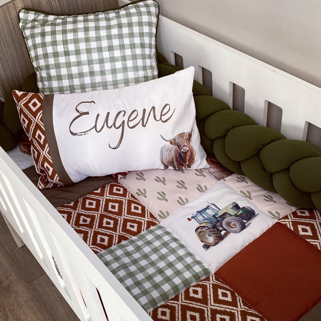 Cot Bedding - Sage Highland Cow Set 01 baby neutral nursery linen set South Africa