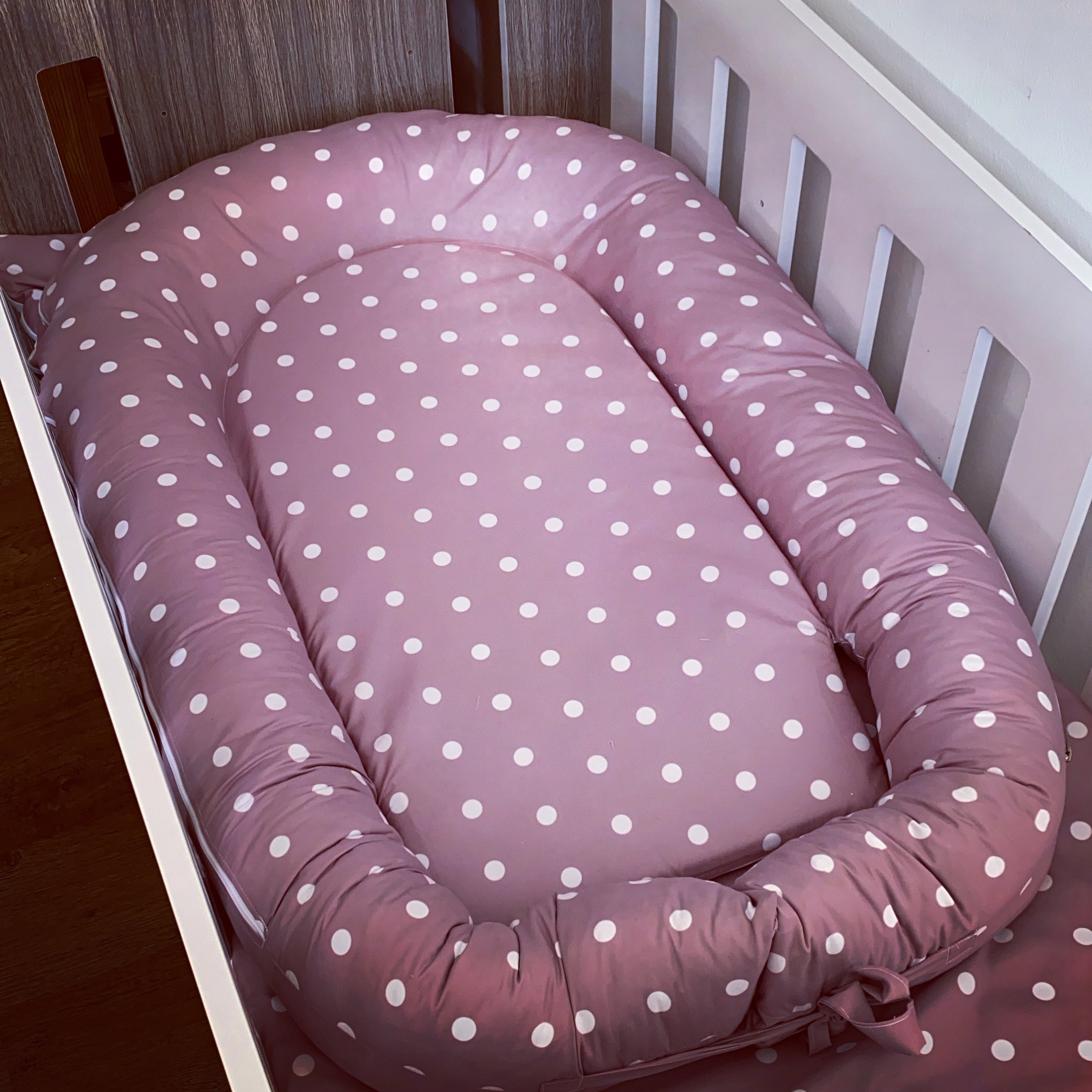 Cot Bedding - Dusty Pink Dots Set 01