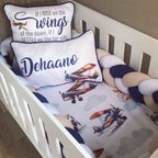 Cot Bedding - Navy Stone Plane Set baby boy nursery linen set South Africa