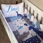 Cot Bedding - Blue Grey Dinosaur Set baby boy nursery linen set South Africa
