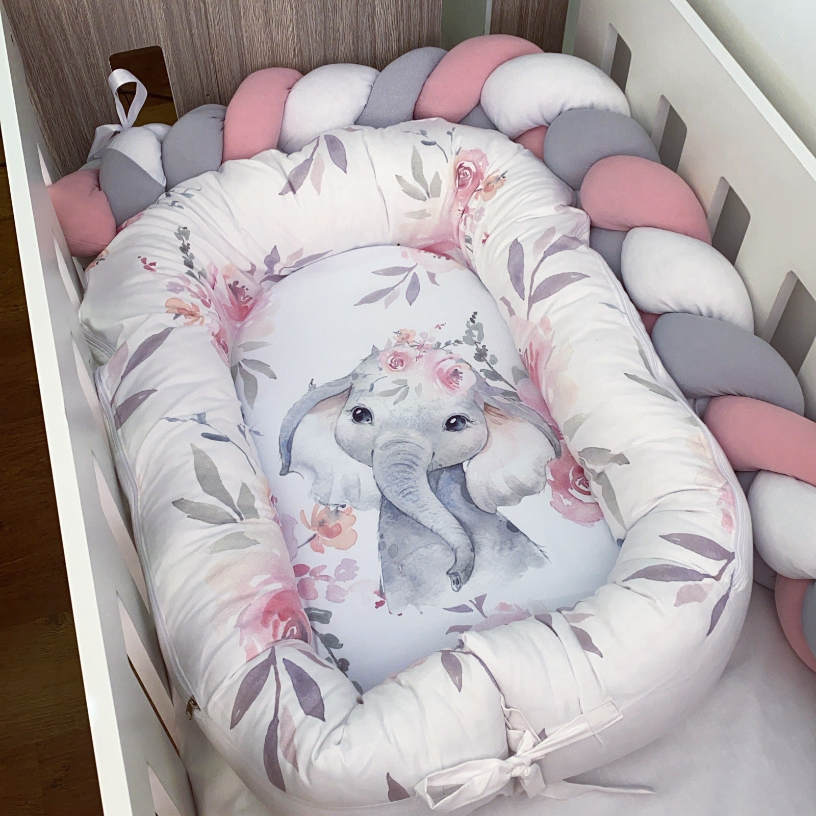Nest - Pink Flowers Elephant 01 baby nursery snuggle nests South Africa