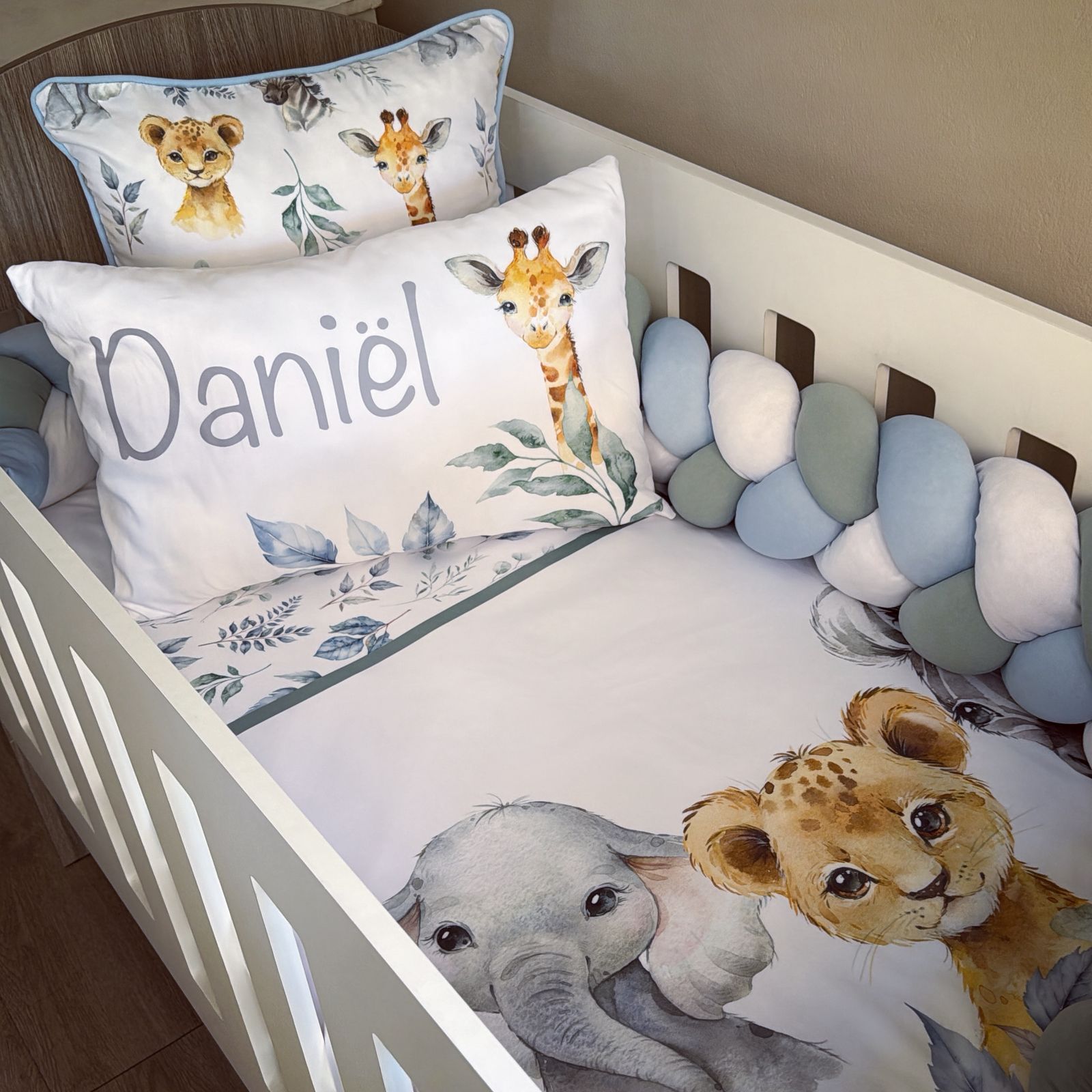 Cot Bedding - Grey Green Safari Set 05 baby boy nursery linen set South Africa