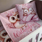 Cot Bedding - Pink Owl Set 02