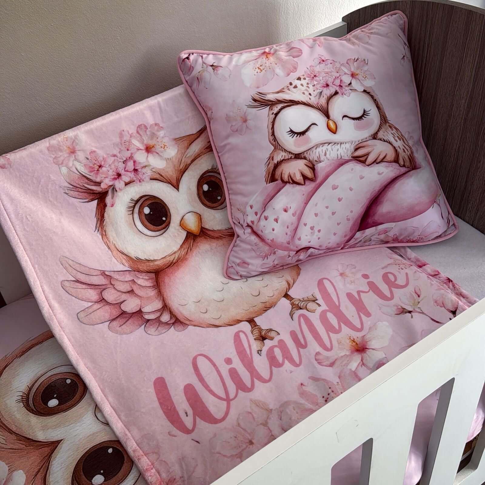 Cot Bedding - Pink Owl Set 02