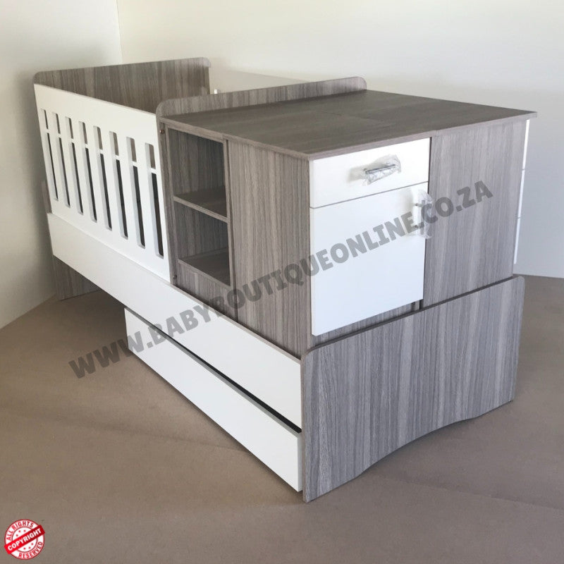 Baby Bedroom in a Box - 5-in-1 Cot - Melamine White & Cascade - B0207