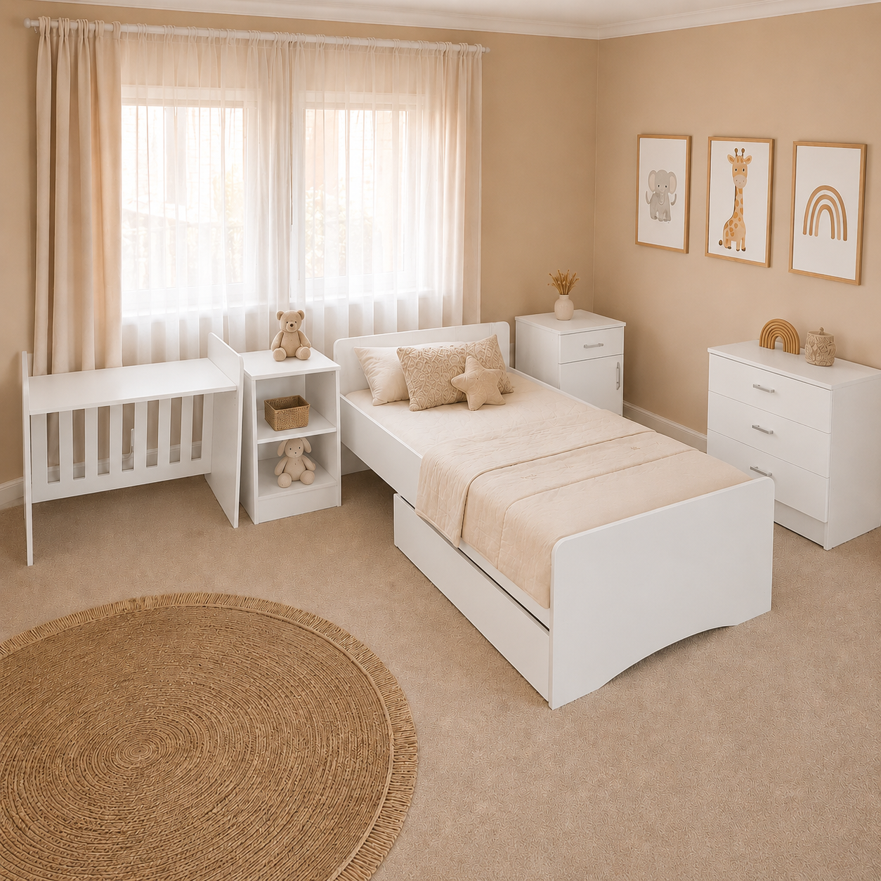 Baby Bedroom in a Box - 5-in-1 Cot - Melamine White - B0390