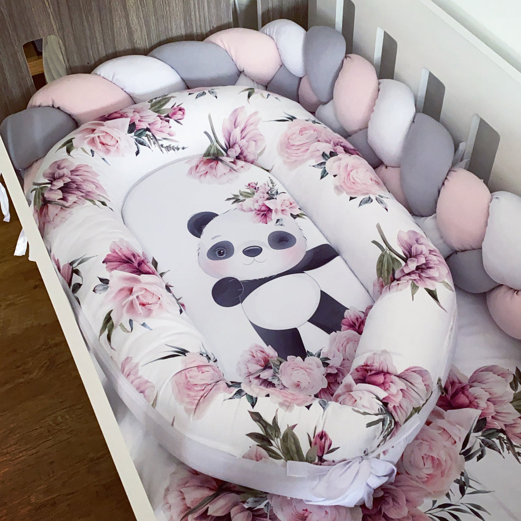 Cot Bedding - Peach Panda Set 02