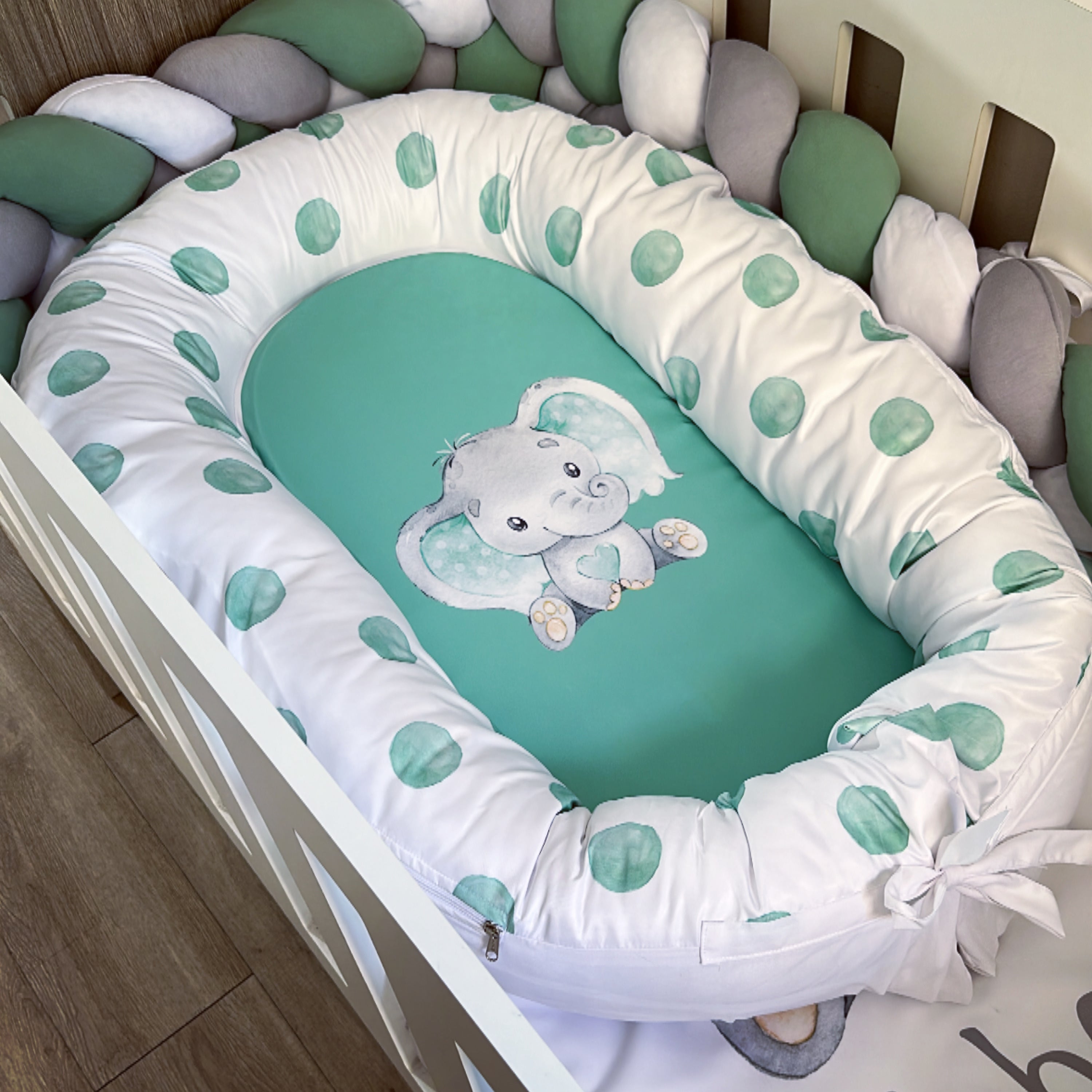Nest - Green Elephant 01 baby nursery snuggle nests South Africa