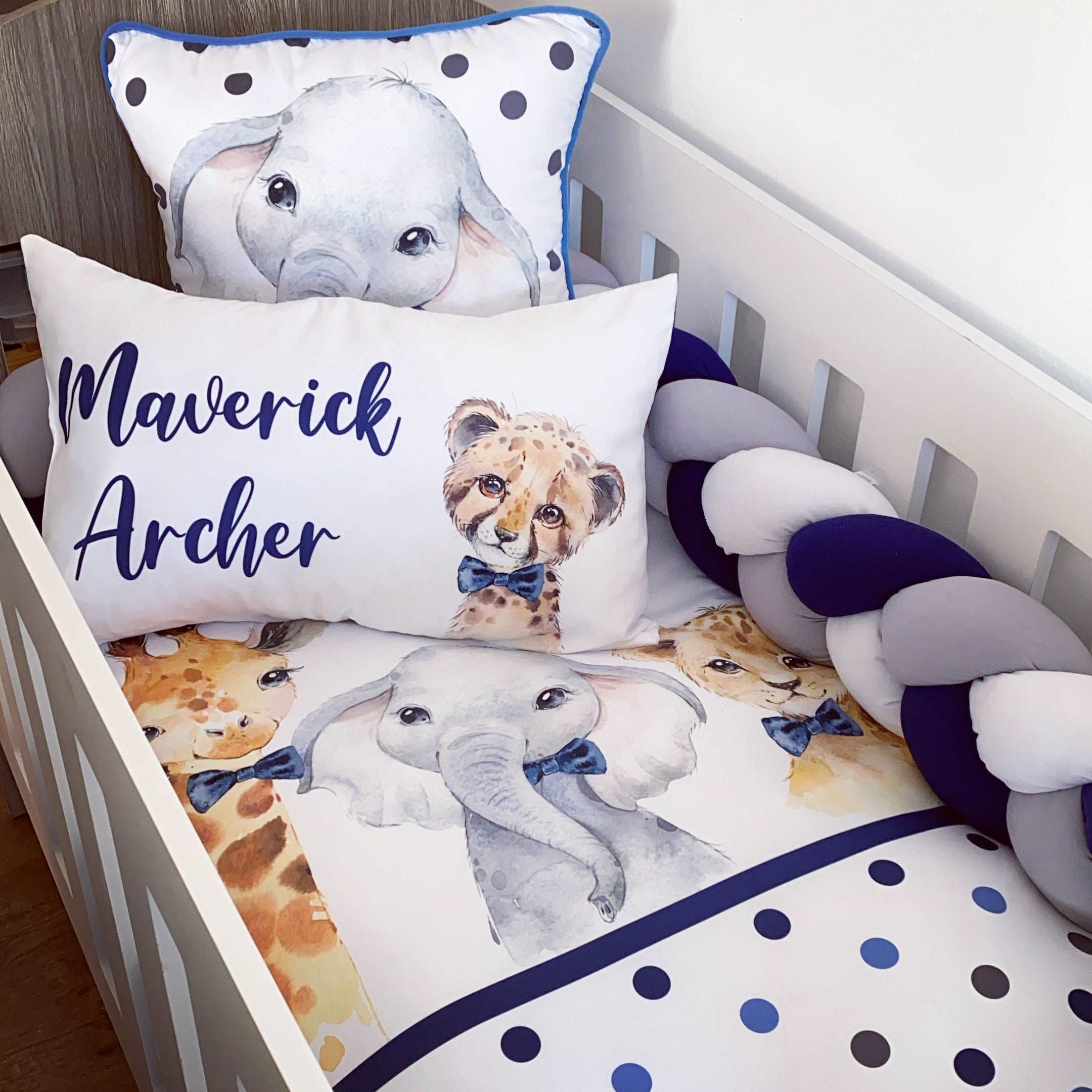 Cot Bedding - Blue Navy Safari Set baby boy nursery linen set South Africa