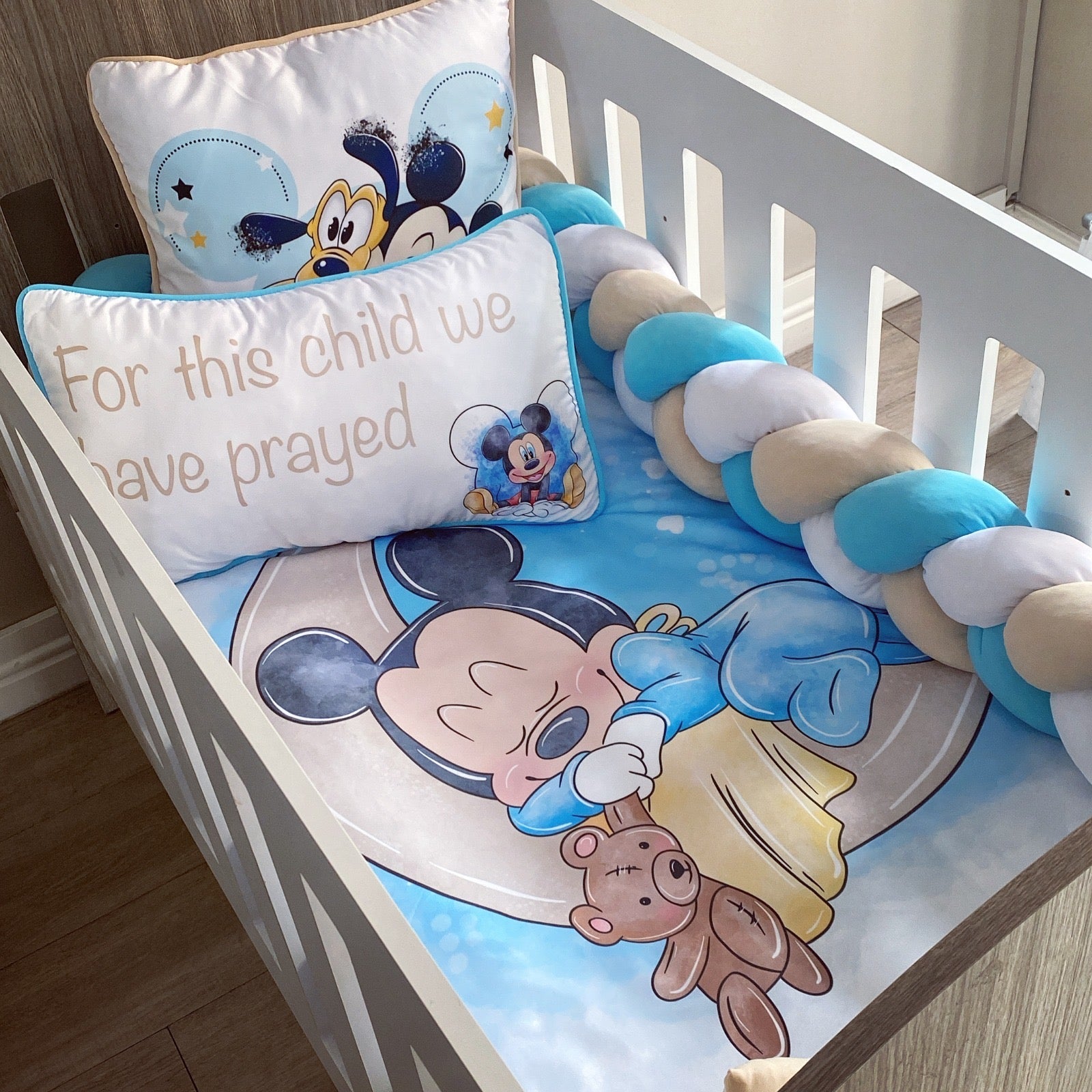 Cot Bedding - Blue Mickey Mouse Set 02 baby boy nursery linen set South Africa
