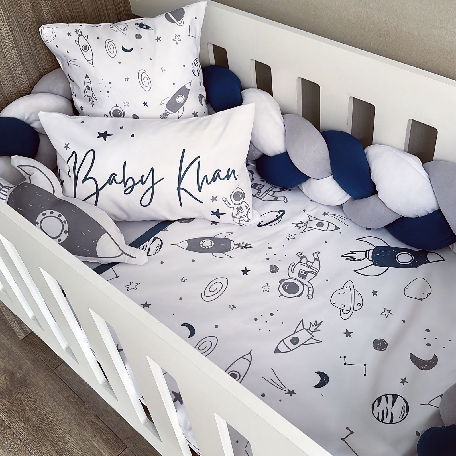 Cot Bedding - Blue Space Set 03 baby boy nursery linen set South Africa