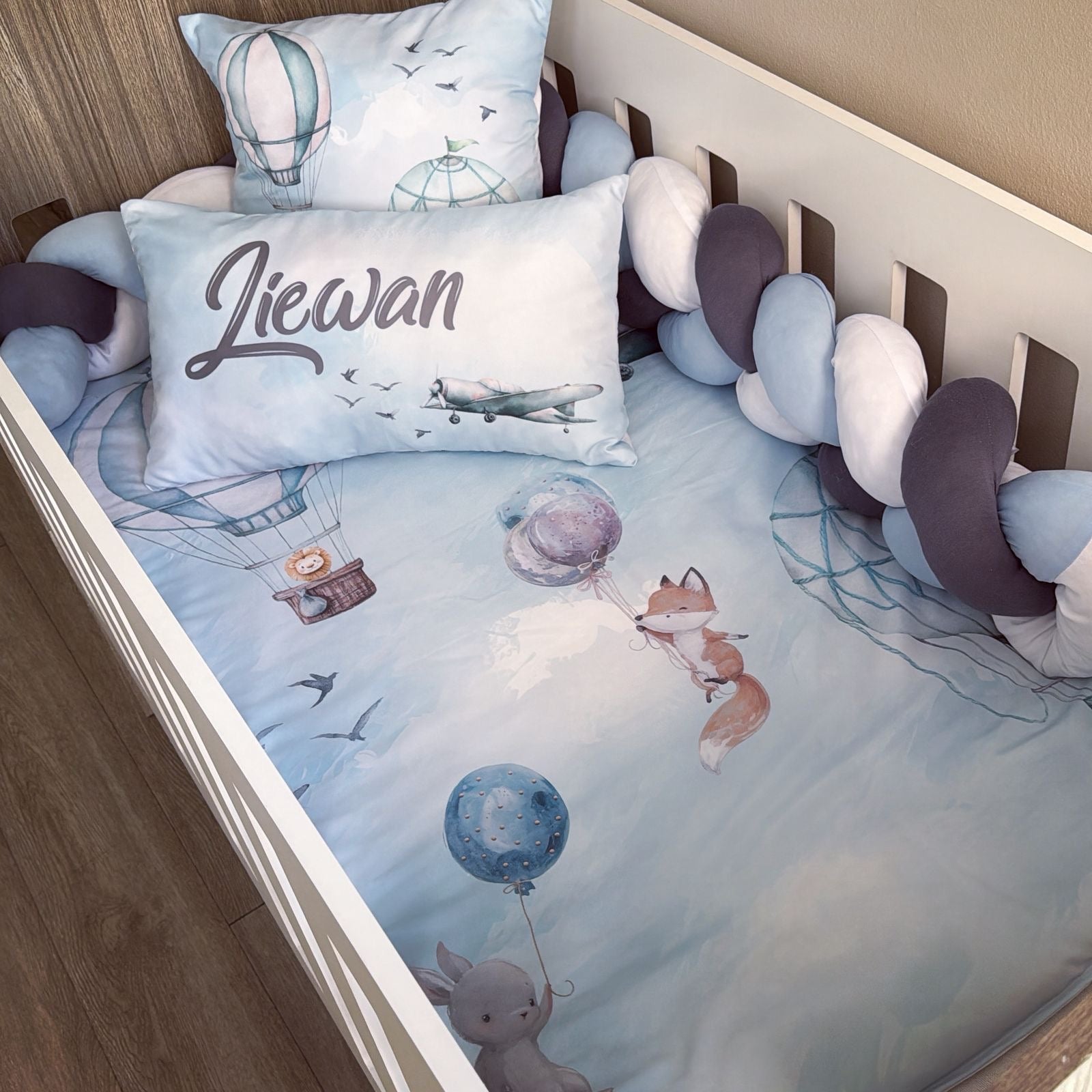 Cot Bedding - Up and Away Animal Set 01 baby boy nursery linen set South Africa