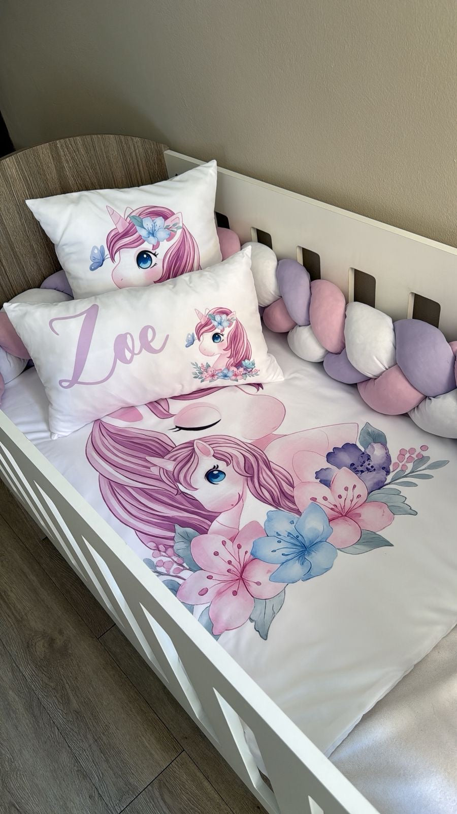 Cot Bedding - Lilac Unicorn Set 03