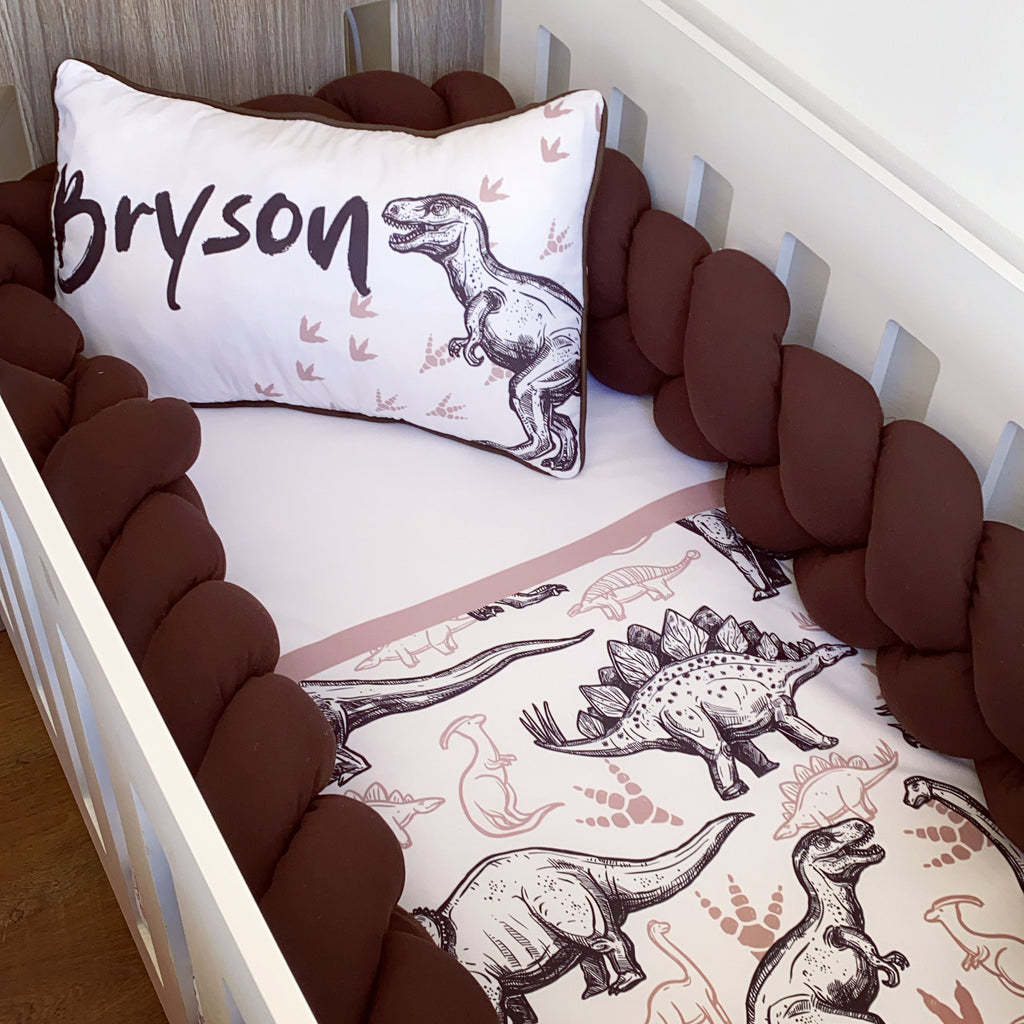Cot Bedding - Brown Dinosaur Set 01 baby boy nursery linen set South Africa