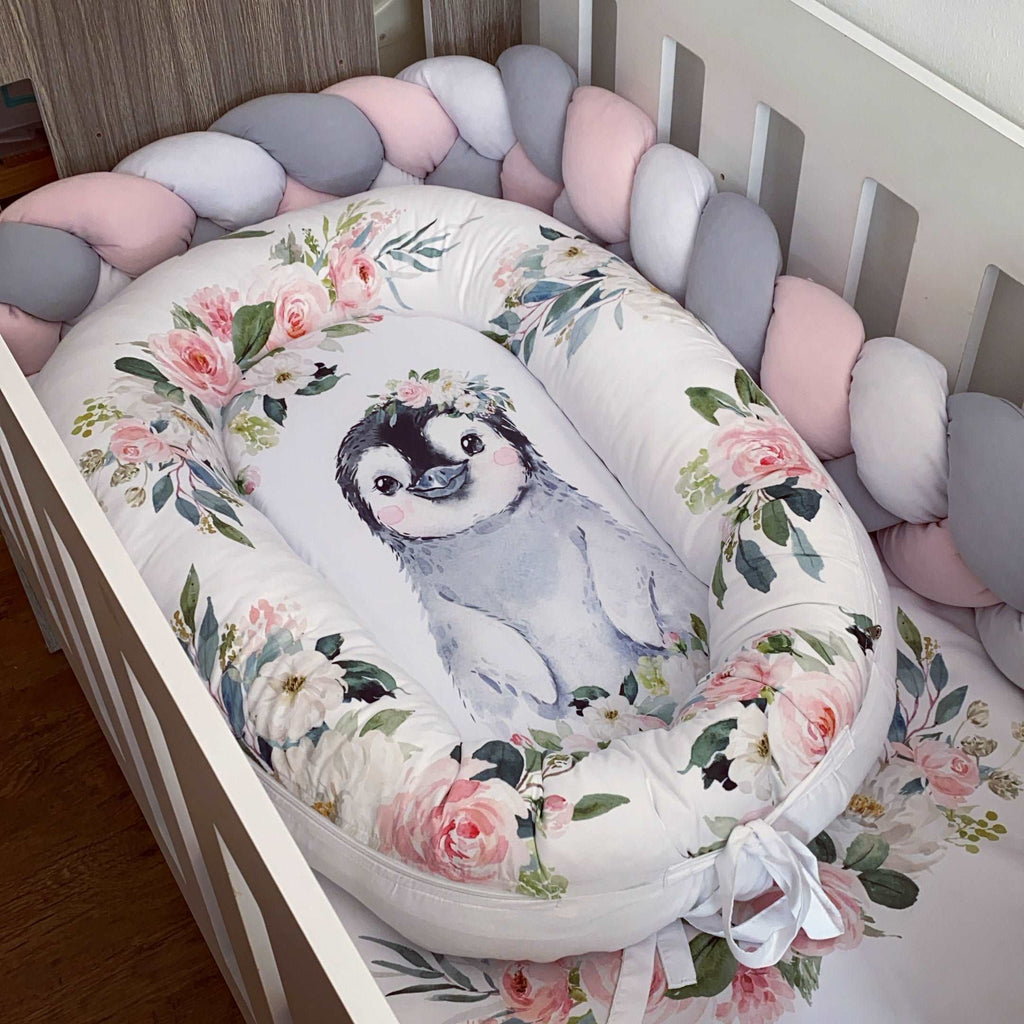 Cot Bedding - Pink Penguin Set 04
