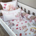 Cot Bedding - Coral Pink Bunny Set 01