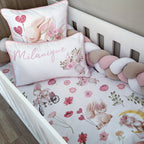 Cot Bedding - Coral Pink Bunny Set 01