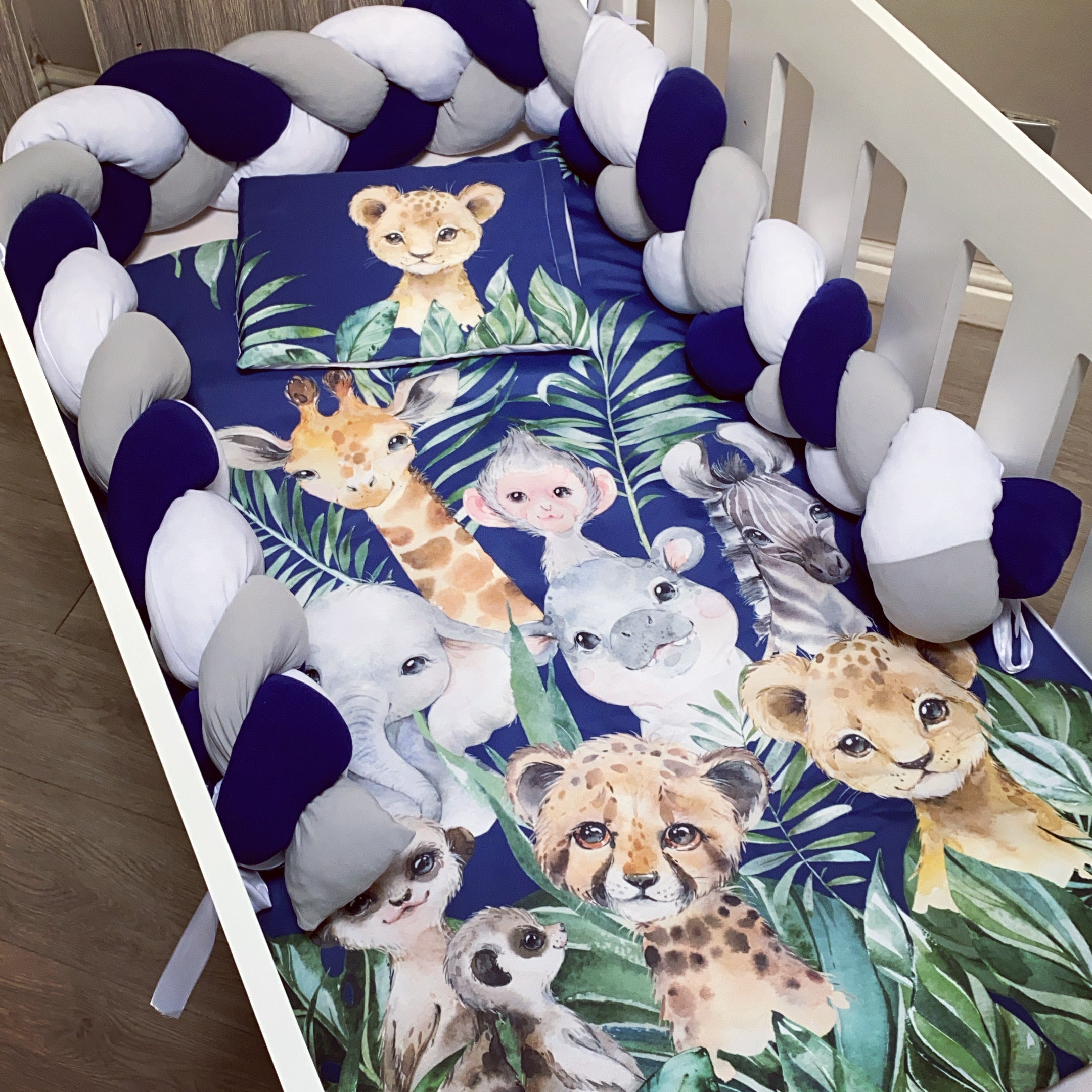 Cot Bedding - Navy Safari Set 02 baby boy nursery linen set South Africa