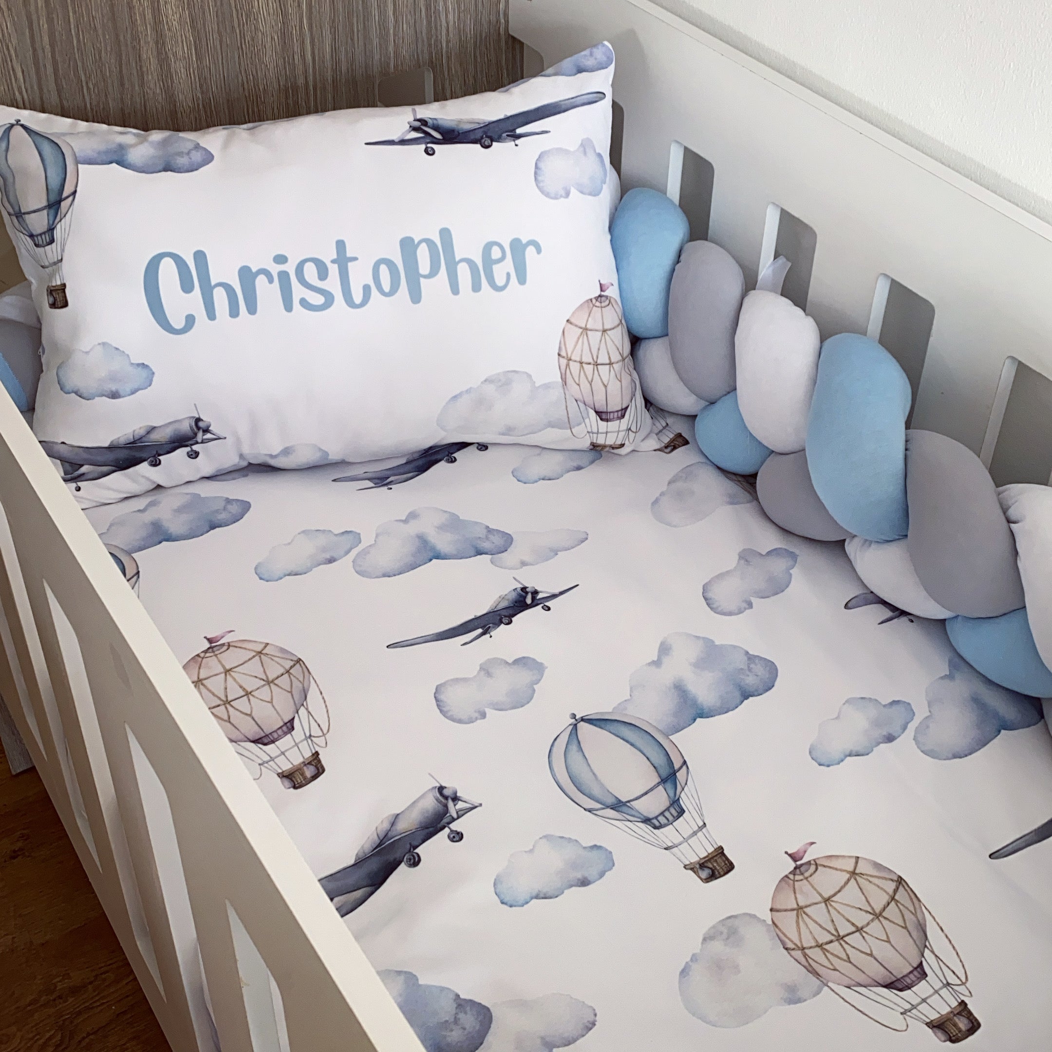 Cot Bedding - Blue Plane Set 05 baby boy nursery linen set South Africa