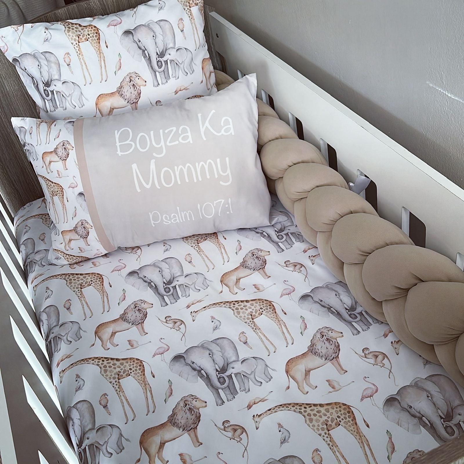 Cot Bedding - Stone Safari Set 06 baby neutral nursery linen set South Africa