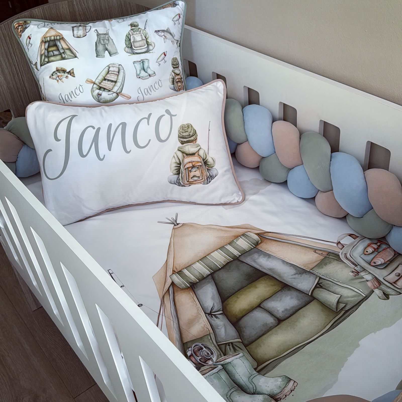 Cot Bedding - Blue Fishing Set 02 baby boy nursery linen set South Africa
