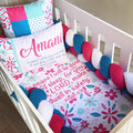 Cot Bedding - Bright Pink Floral Set 01