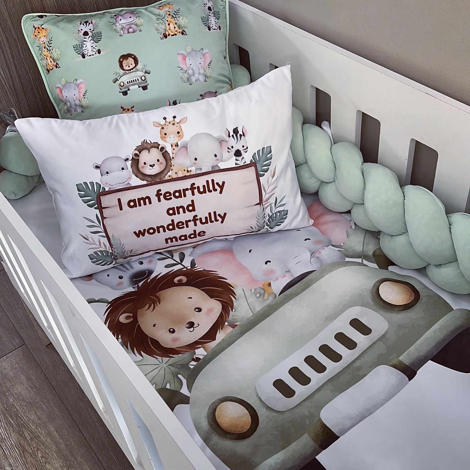 Cot Bedding - Green Safari Set 10 baby neutral nursery linen set South Africa