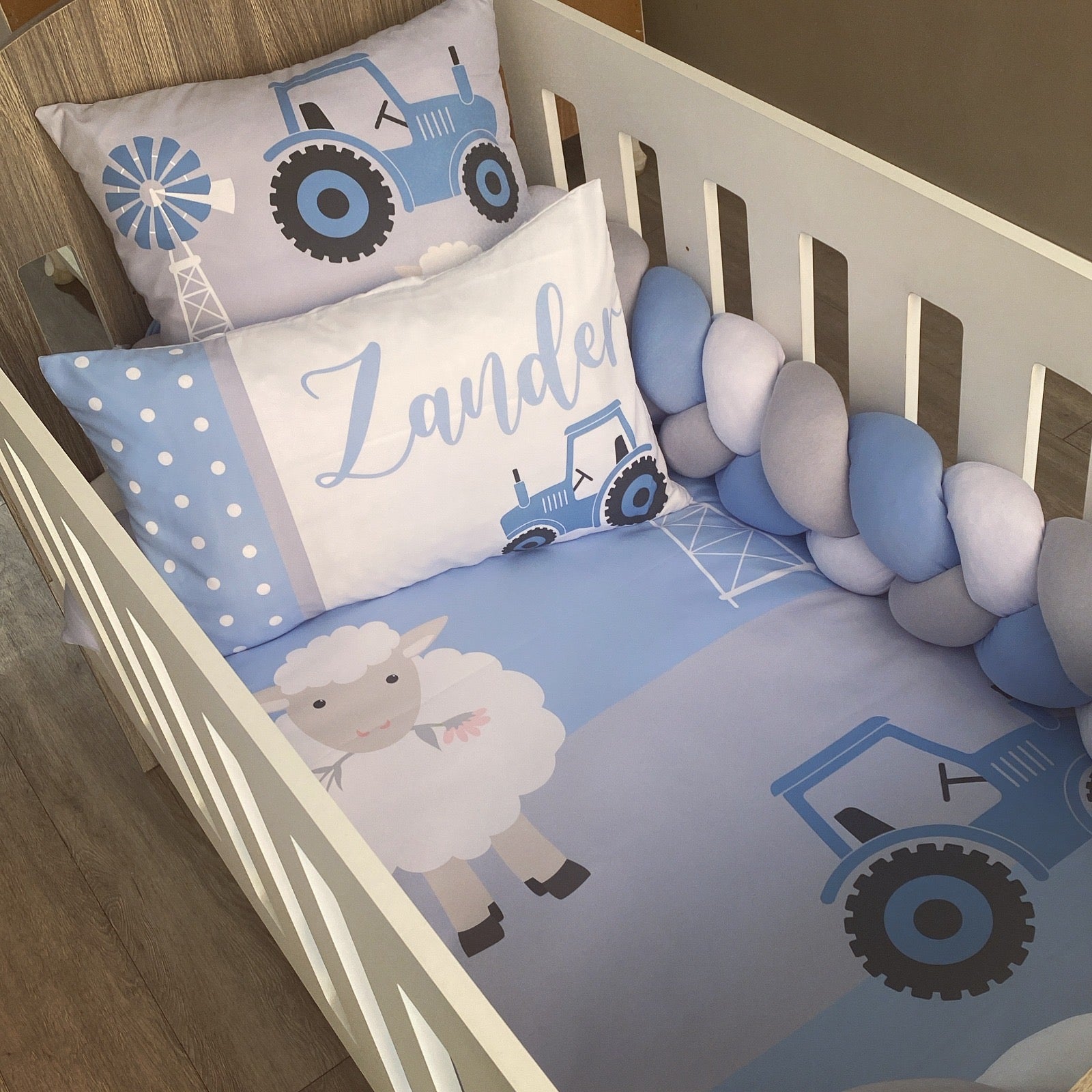 Cot Bedding - Blue Farm Set 03 baby boy nursery linen set South Africa