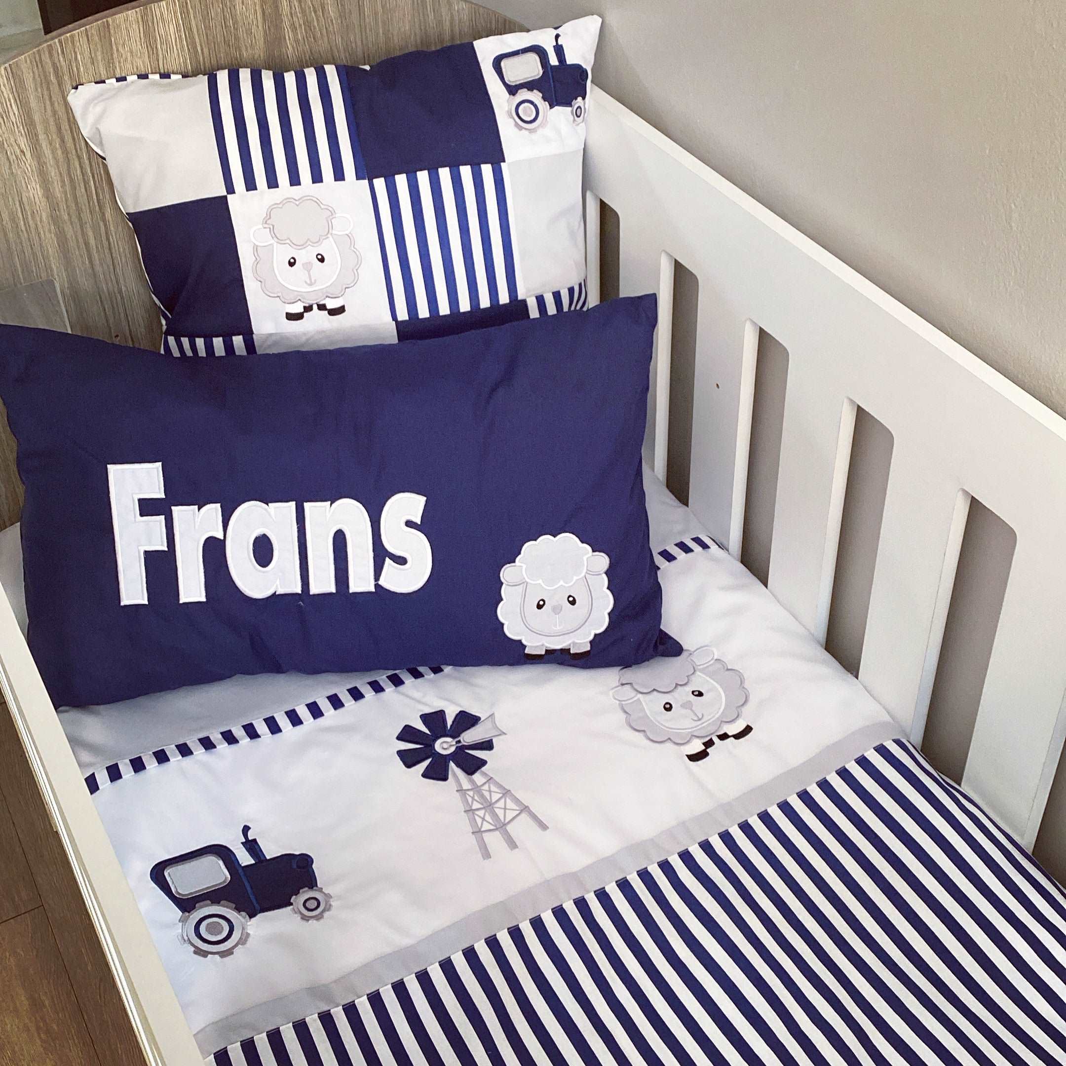 Cot Bedding - Navy Farm Set baby boy nursery linen set South Africa
