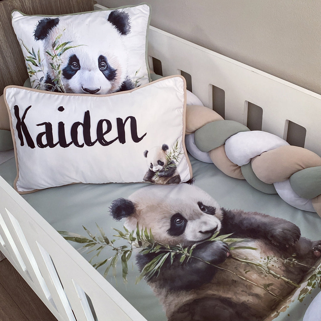 Cot Bedding - Black Panda Set 02 baby neutral nursery linen set South Africa