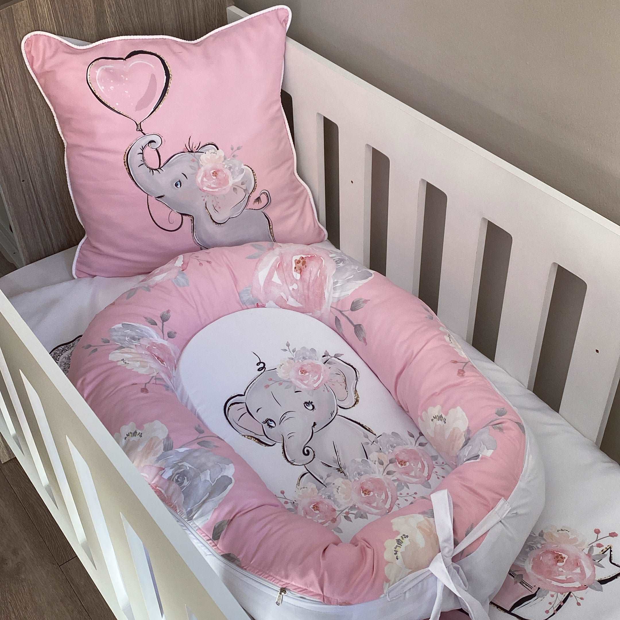 Cot Bedding - Pink Elephant Set 04