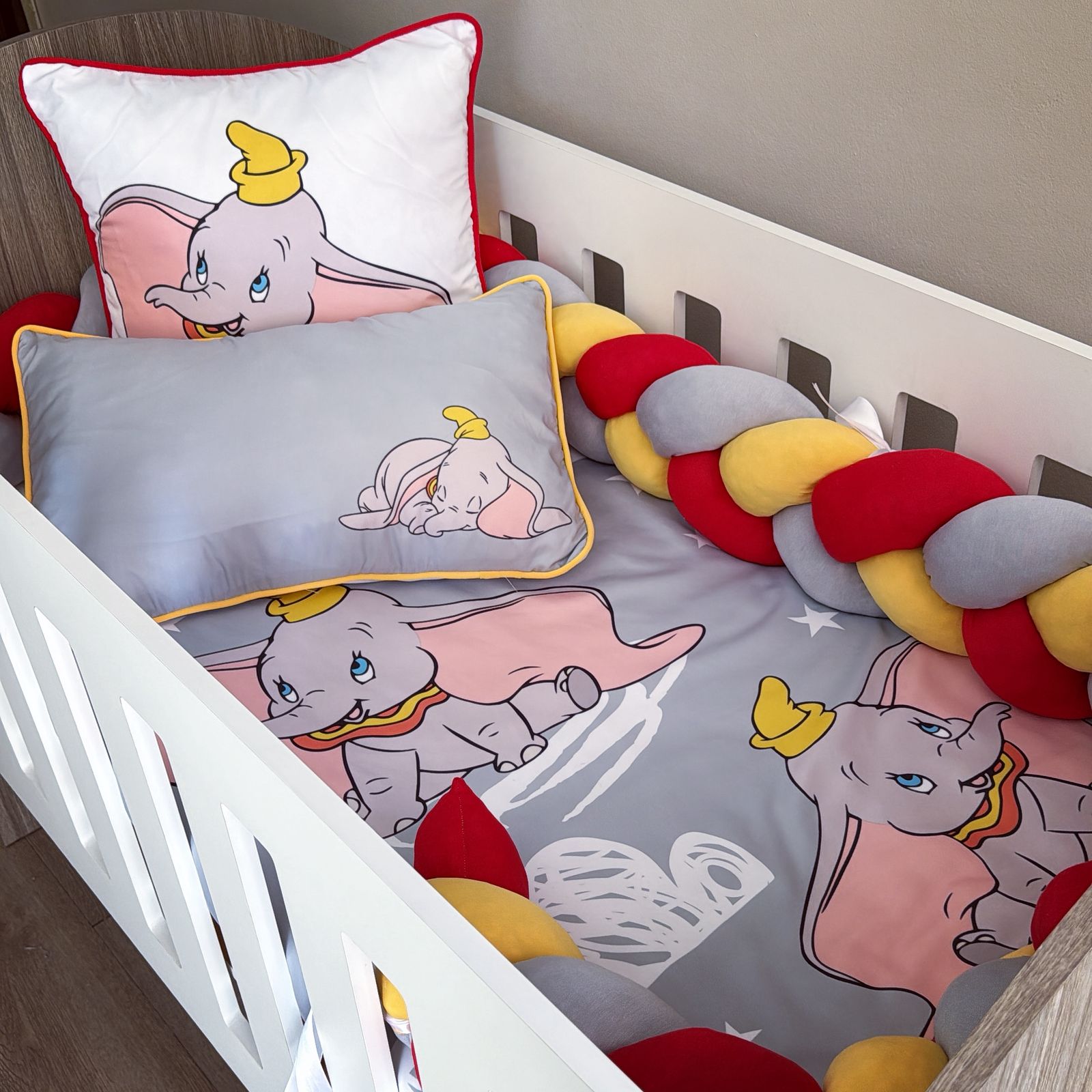 Cot Bedding - Grey Dumbo Set 01 baby neutral nursery linen set South Africa