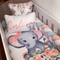 Cot Bedding - Coral Elephant Set 02