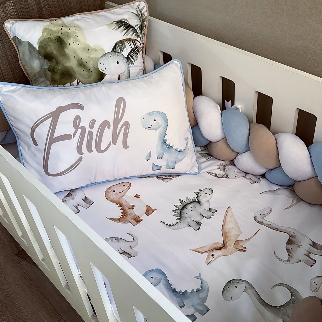 Cot Bedding - Blue Dinosaur Set 04 baby boy nursery linen set South Africa