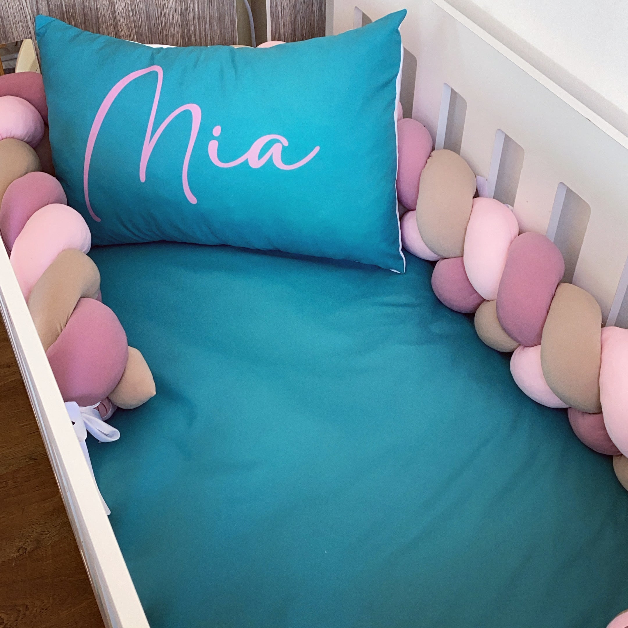 Cot Bedding - Pink Aqua Set 01 baby neutral nursery linen set South Africa
