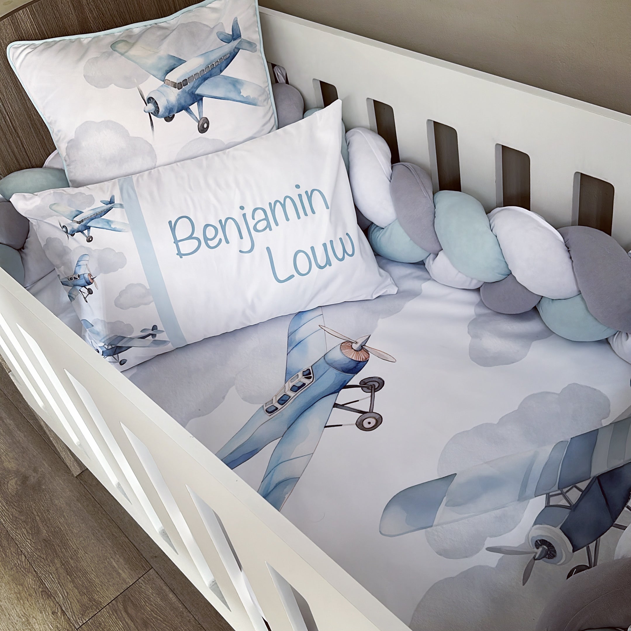 Cot Bedding - Blue Plane Set 04 baby boy nursery linen set South Africa